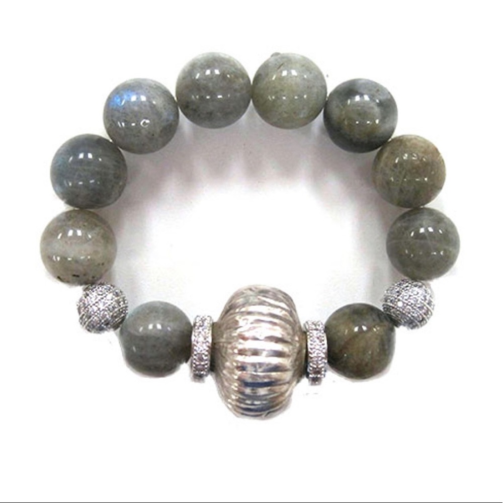 Genuine Polished Labradorite Chunky Bead Bracelet-Boutique